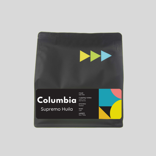 Colombia Supremo Huila coffee bag 12oz — whole bean, 3 Arrows Coffee
